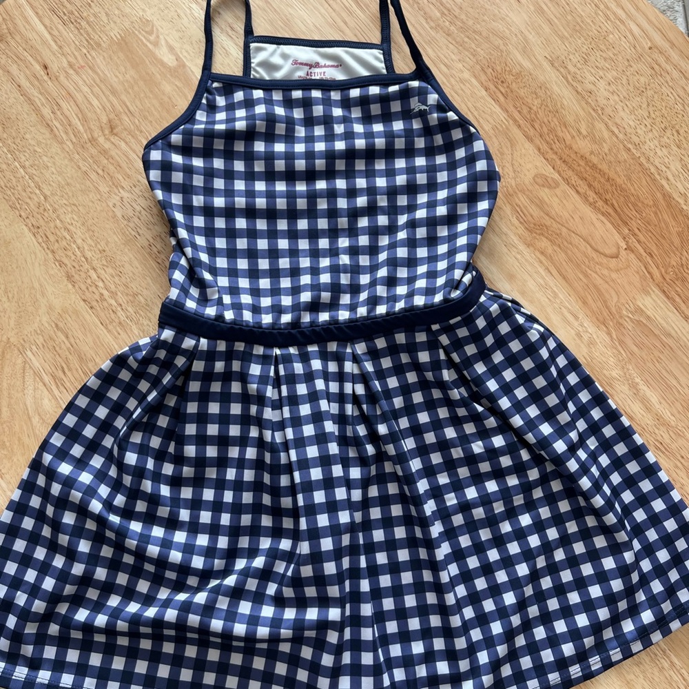 Tommy Bahama Navy and White Checkered Kids Active Dress